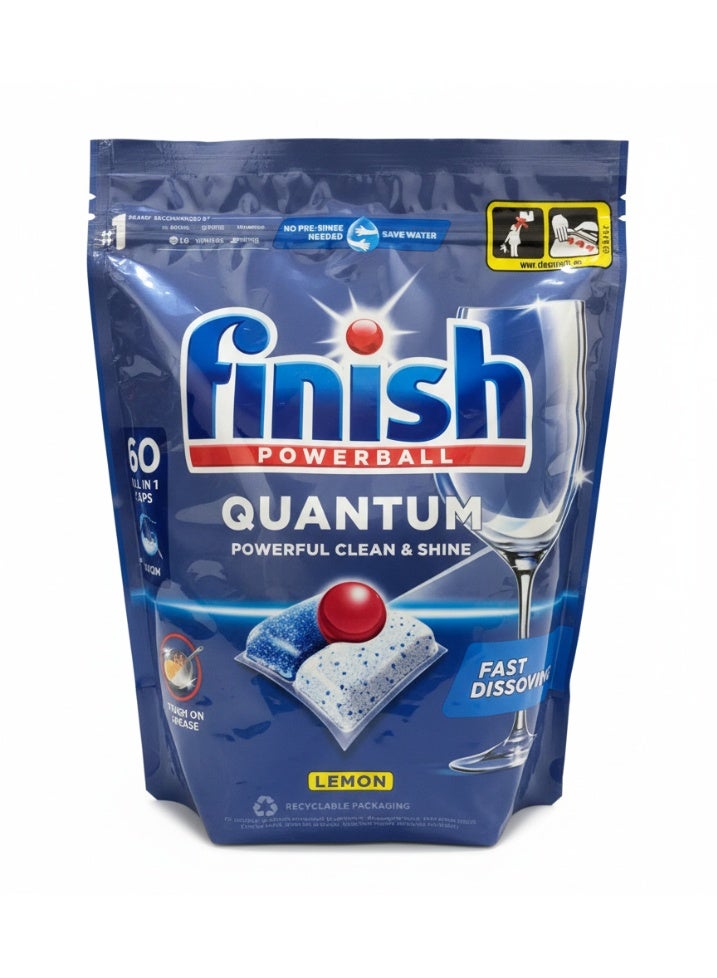Finish All in 1 Powerball Quantum Dishwashing 60 Caps 624g - Image 1